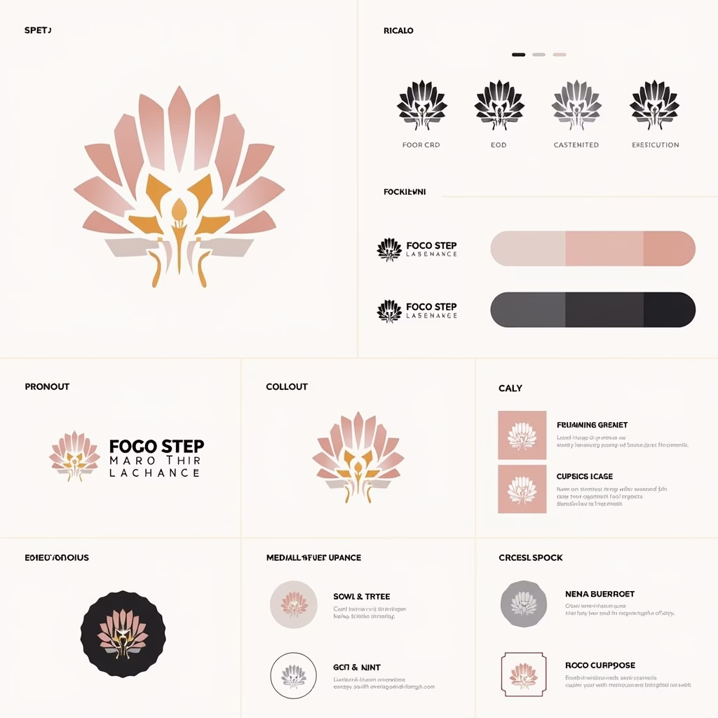 A cohesive brand identity guide showcasing logo variations, color palettes, typography, and imagery examples.