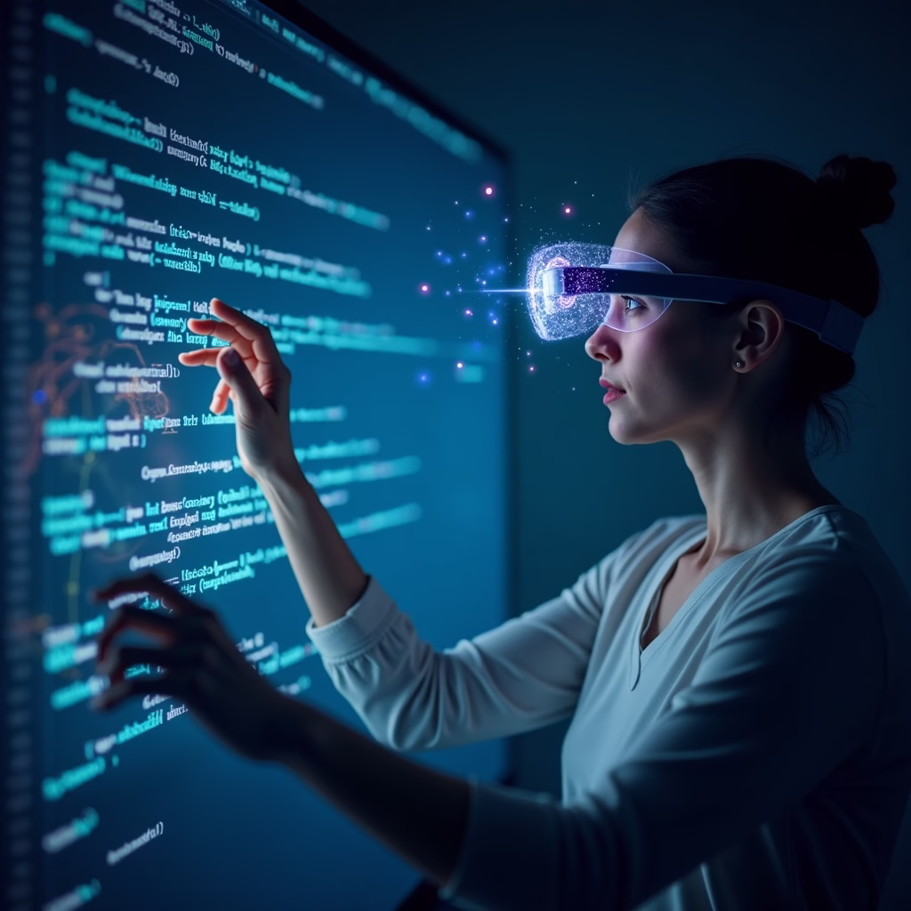 A neural network diagram visually represents the AI analyzing large datasets, identifying patterns, and extracting insights related to consumer behavior and market trends.